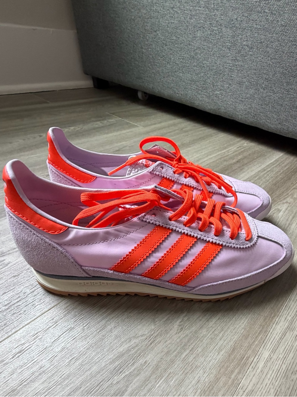 adidas Women's Lavender Sneakers with Bright Orange Accents